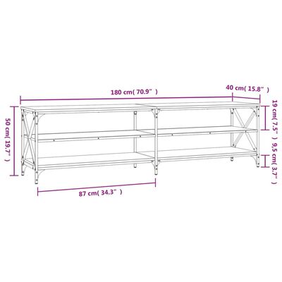 vidaXL Meuble TV sonoma gris 180x40x50 cm bois d'ingénierie