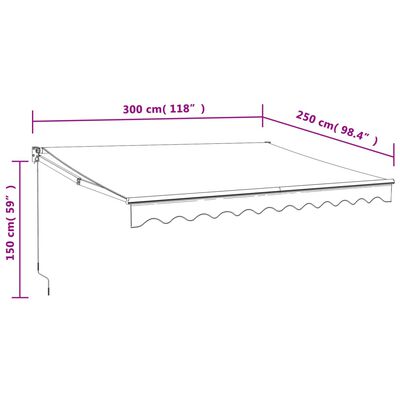 vidaXL Auvent rétractable automatique orange et marron 3x2,5 m