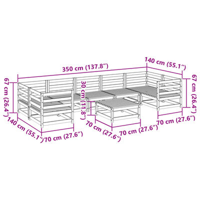 vidaXL Salon de jardin 8 pcs bois de pin massif