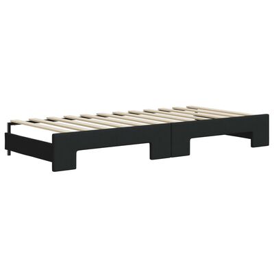 vidaXL Lit de jour avec gigogne sans matelas noir 100x200 cm