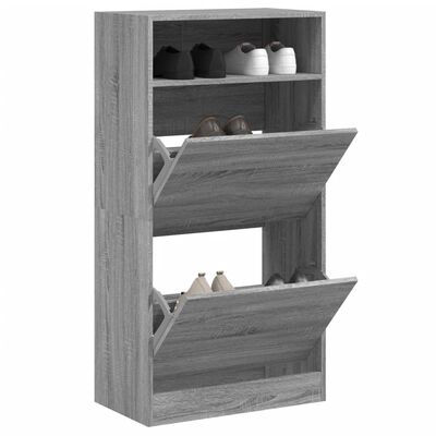 vidaXL Armoire à chaussures Sonoma gris 60x34x116 cm Bois d'ingénierie