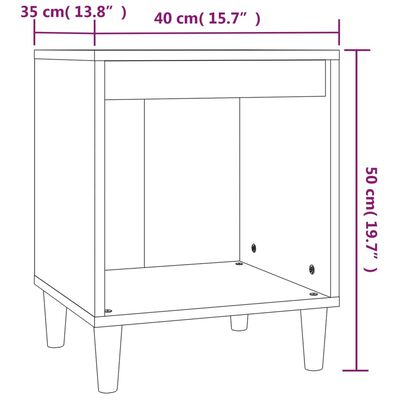 vidaXL Tables de chevet 2 pcs Gris béton 40x35x50 cm