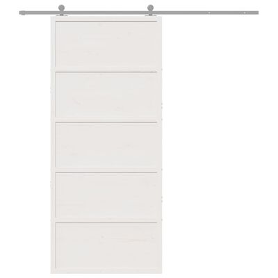 vidaXL Porte de grange blanc 90x208 cm bois massif de pin