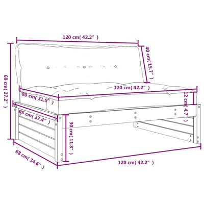 vidaXL Canapé central 120x80 cm gris bois de pin massif