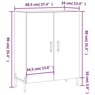 vidaXL Buffet Blanc brillant 69,5x34x90 cm Bois d'ingénierie