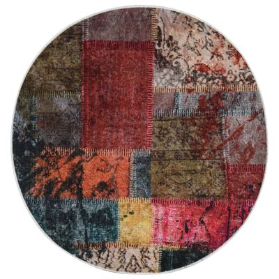 vidaXL Tapis lavable antidérapant Patchwork φ120 cm multicolore