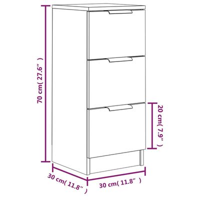 vidaXL Buffet Chêne marron 30x30x70 cm Bois d'ingénierie