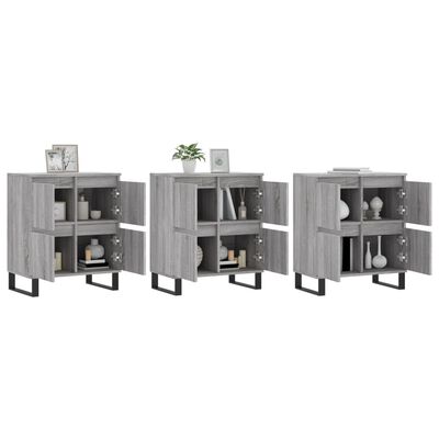 vidaXL Buffets 3 pcs Sonoma gris Bois d'ingénierie