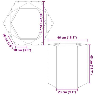 vidaXL Jardinière blanc hexagone 46x40x45 cm acier