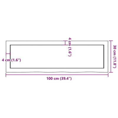 vidaXL Étagère murale 100x30x(2-6) cm bois de chêne massif non traité