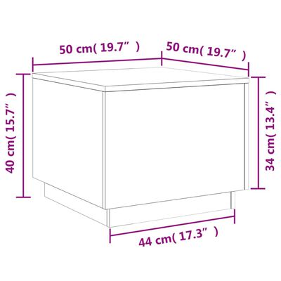 vidaXL Table basse avec lumières LED chêne marron 50x50x40 cm