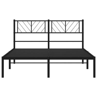 vidaXL Cadre de lit métal sans matelas avec tête de lit noir 150x200cm