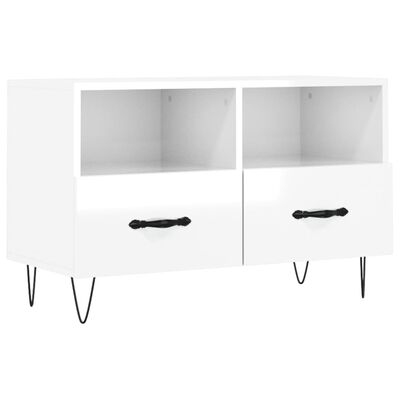 vidaXL Meuble TV Blanc brillant 80x36x50 cm Bois d'ingénierie