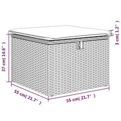 vidaXL Tabouret de jardin avec coussin brun 55x55x37 cm résine tressée