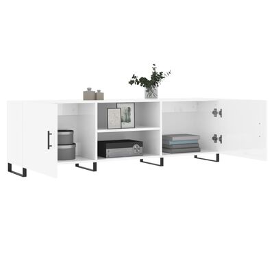 vidaXL Meuble TV blanc brillant 150x30x50 cm bois d'ingénierie