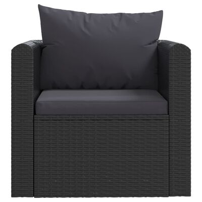 vidaXL Salon de jardin 7 pcs avec coussins Résine tressée Noir