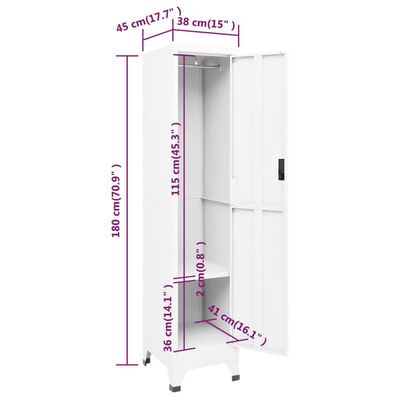 vidaXL Armoire à casiers Blanc 38x45x180 cm Acier