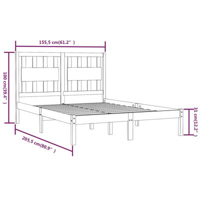 vidaXL Cadre de lit bois de pin massif 150x200 cm très grand