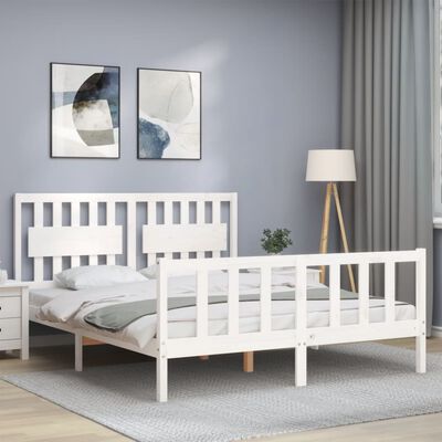 vidaXL Cadre de lit sans matelas blanc bois de pin massif