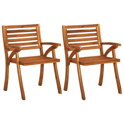 vidaXL Chaises à manger de jardin avec coussins lot de 2 Acacia massif