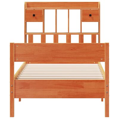 vidaXL Lit bibliothèque sans matelas cire marron 75x190 cm pin massif