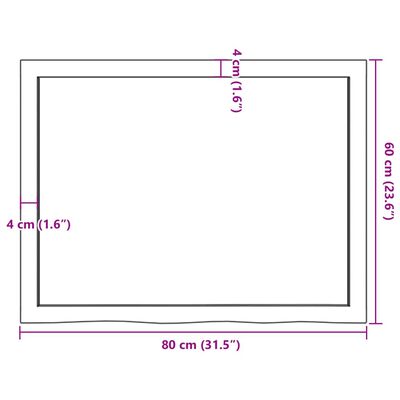 vidaXL Comptoir de salle de bain 80x60x(2-6) cm bois massif non traité