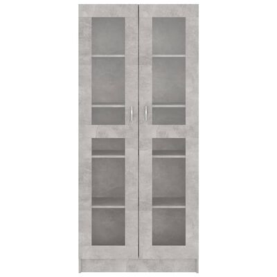 vidaXL Armoire à vitrine Gris béton 82,5x30,5x185,5 cm Bois ingénierie