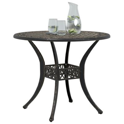 vidaXL Table de jardin bronze Ø90x75 cm aluminium coulé