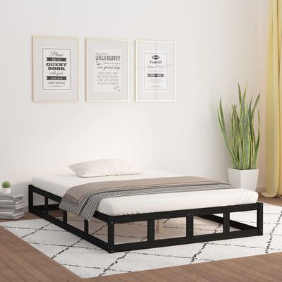 vidaXL Cadre de lit Noir 180x200 cm Super King Bois massif