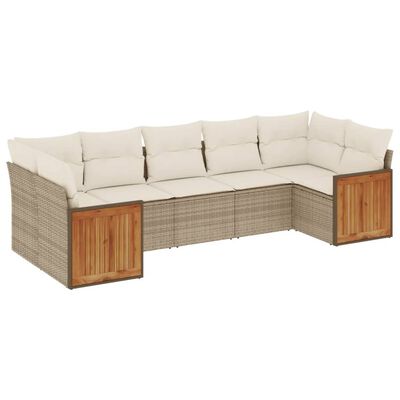 vidaXL Salon de jardin avec coussins 7 pcs beige résine tressée