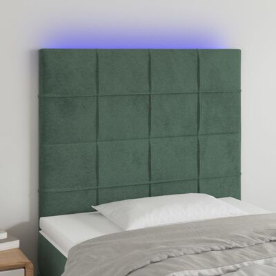 vidaXL Tête de lit à LED Vert foncé 100x5x118/128 cm Velours