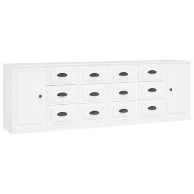 vidaXL Buffets 3 pcs Blanc Bois d'ingénierie