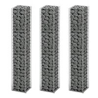 vidaXL Jeu de panier de gabion 3 pcs Fil galvanisé 25 x 25 x 150 cm