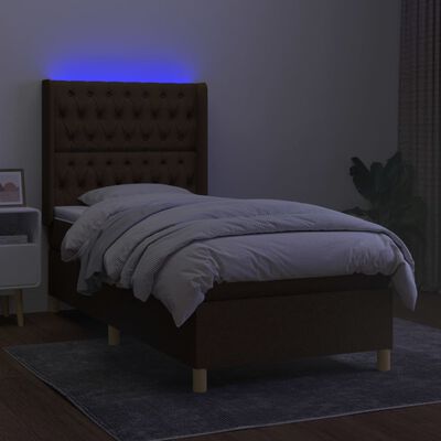 vidaXL Sommier à lattes de lit matelas et LED Marron foncé 100x200cm