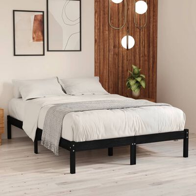 vidaXL Cadre de lit Noir Bois massif 180x200 cm Super King