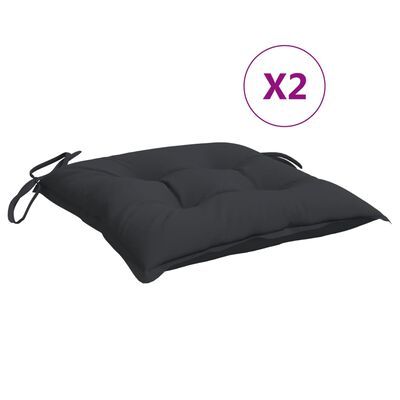 vidaXL Coussins de chaise lot de 2 noir 40x40x7 cm tissu oxford