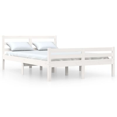 vidaXL Cadre de lit Blanc Bois massif 140x190 cm