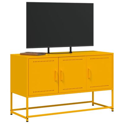 vidaXL Meuble TV jaune moutarde 100,5x39x60,5 cm acier