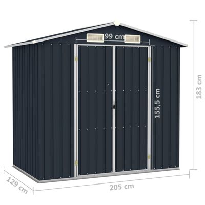 vidaXL Abri de jardin Anthracite 205x129x183 cm Acier galvanisé