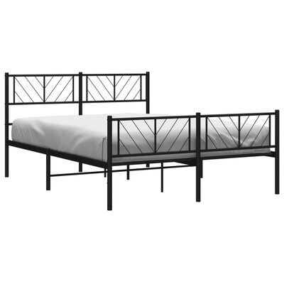 vidaXL Cadre de lit métal sans matelas avec pied de lit noir 135x190cm