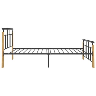 vidaXL Cadre de lit sans matelas métal bois de chêne massif 100x200 cm