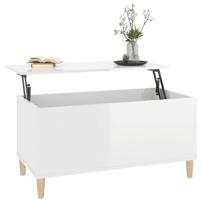 vidaXL Table basse Blanc brillant 90x44,5x45 cm Bois d'ingénierie