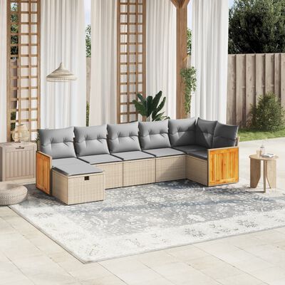 vidaXL Salon de jardin avec coussins 7pcs mélange beige résine tressée