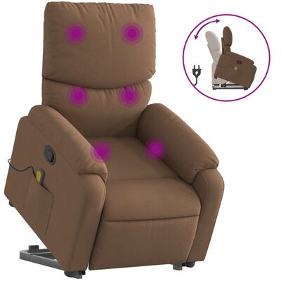 vidaXL Fauteuil de massage inclinable Marron Tissu