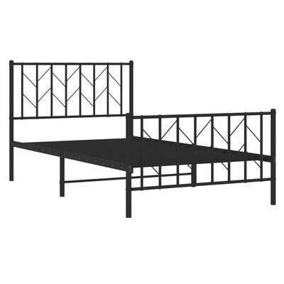 vidaXL Cadre de lit métal sans matelas et pied de lit noir 100x200 cm