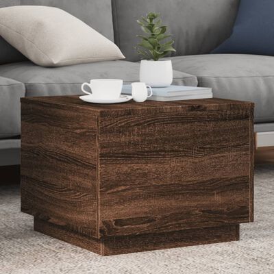 vidaXL Table basse avec lumières LED chêne marron 50x50x40 cm