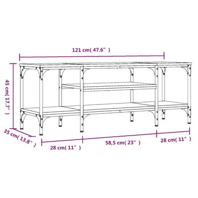 vidaXL Meuble TV chêne sonoma 121x35x45 cm bois d'ingénierie et fer