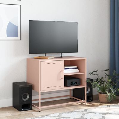 vidaXL Meuble TV rose 68x39x60,5 cm acier