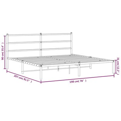 vidaXL Cadre de lit métal sans matelas et tête de lit blanc 193x203 cm