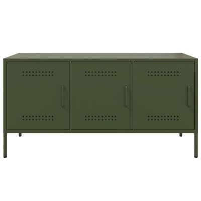 vidaXL Meuble TV vert olive 100,5x39x50,5 cm acier